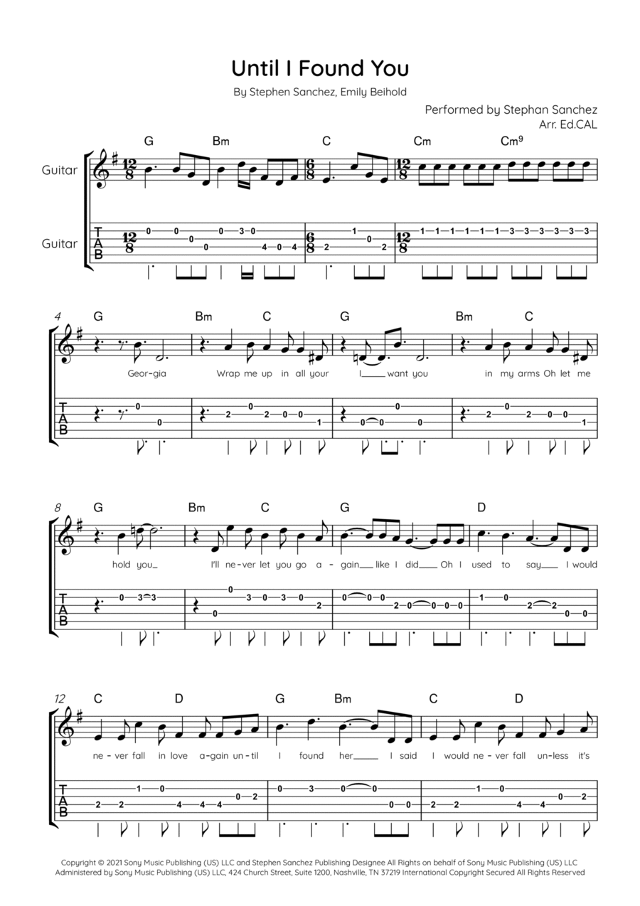 Until I Found You Electric Guitar scores gallery preview page 1