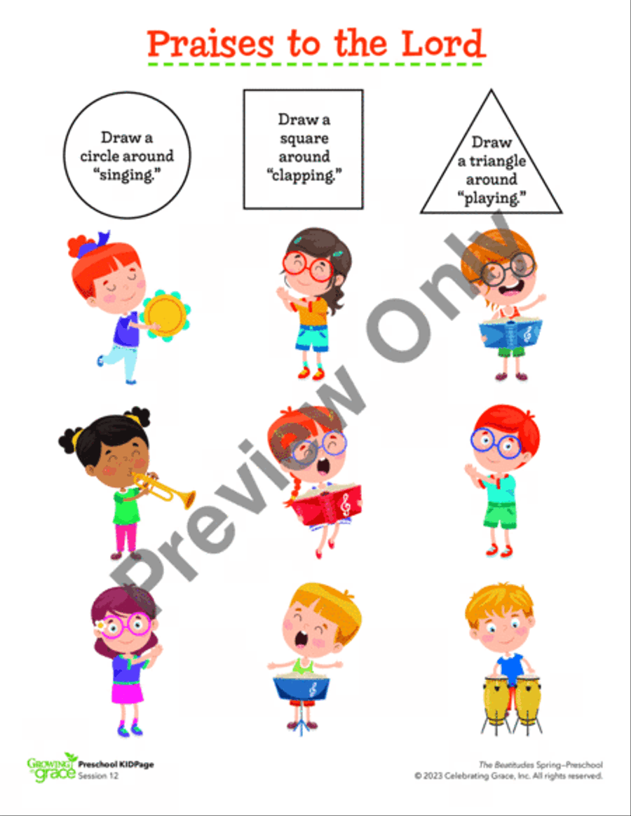 The Beatitudes Preschool Curriculum Spring Unison Choir scores gallery preview page 19