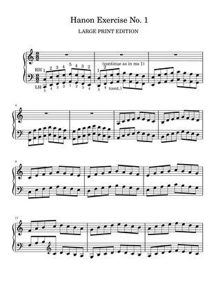 Hanon Exercise No. 1 LARGE PRINT EDITION Piano