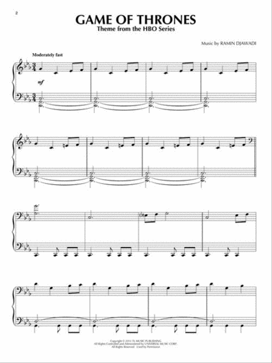 Game of Thrones (Theme) Piano Solo scores gallery preview page 3