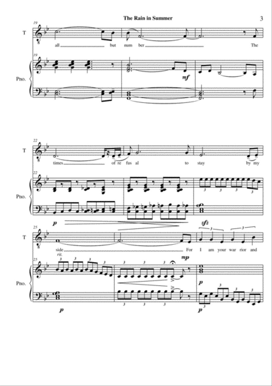 The Rain in Summer (La Pluie en Ete) Tenor Voice scores gallery preview page 3