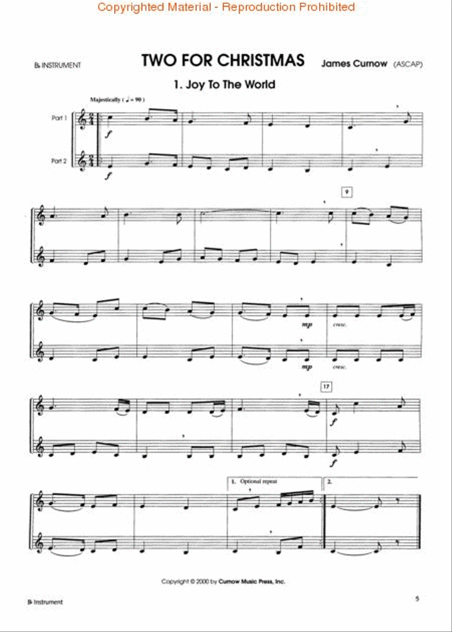 Two for Christmas (Bb Instruments) Clarinet scores gallery preview page 2