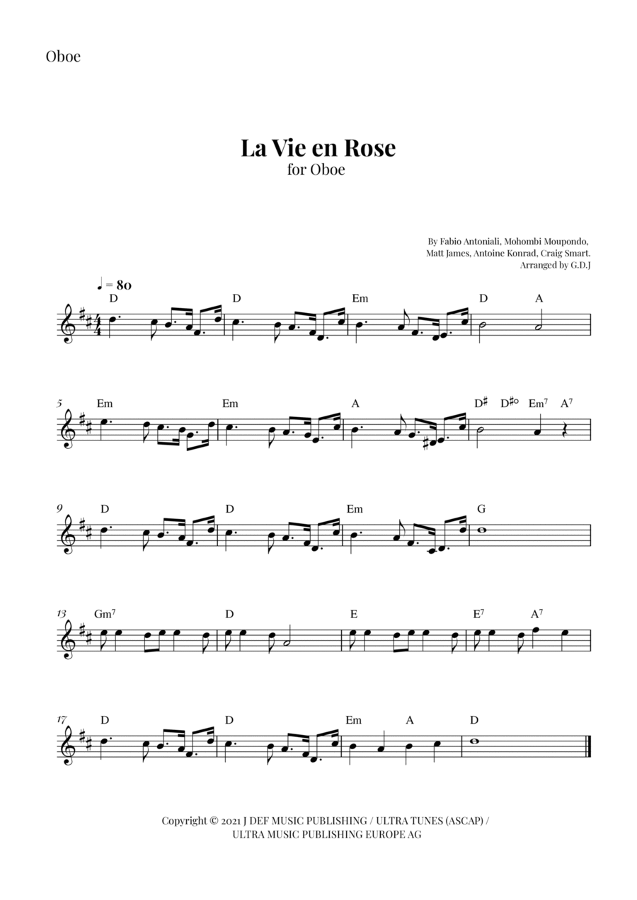 La Vie En Rose La Vie En Rose Oboe Solo scores gallery preview page 1