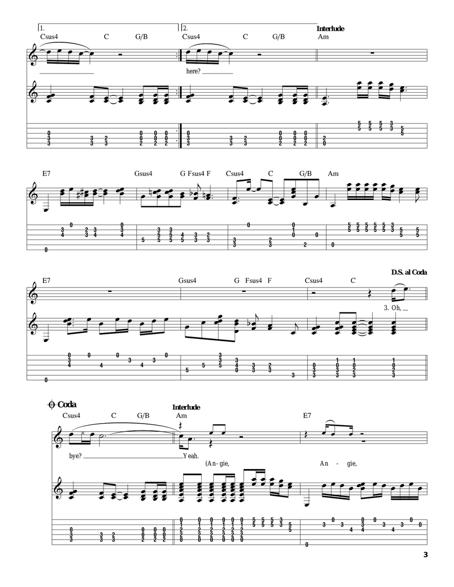 Angie Acoustic Guitar scores gallery preview page 3