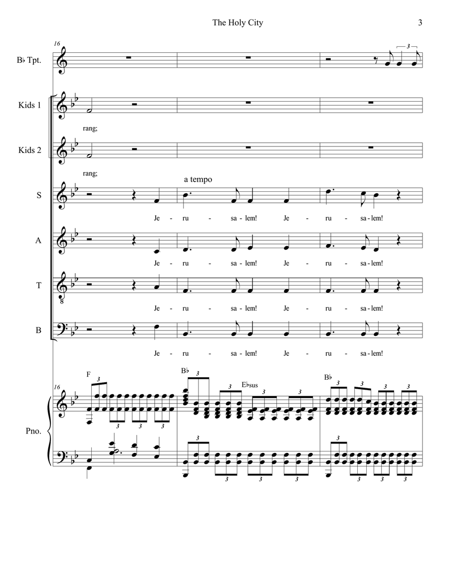 The Holy City (Solo and SATB) 4-Part scores gallery preview page 3