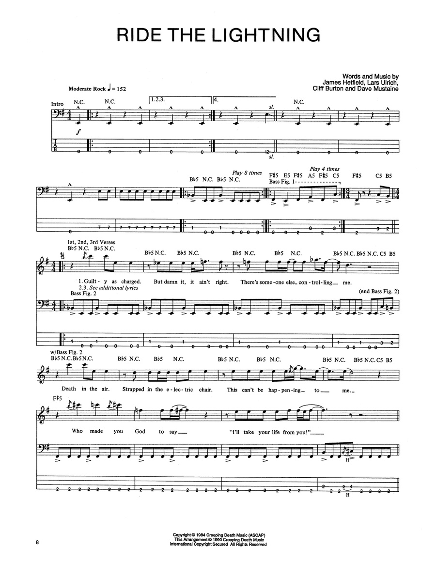 Ride The Lightning Acoustic Guitar scores gallery preview page 1