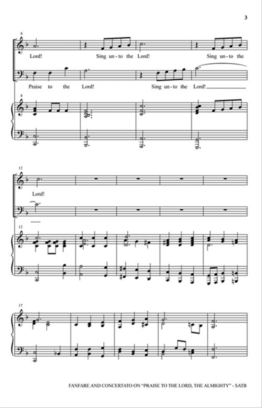Fanfare and Concertato on “Praise to the Lord, the Almighty” 4-Part scores gallery preview page 3