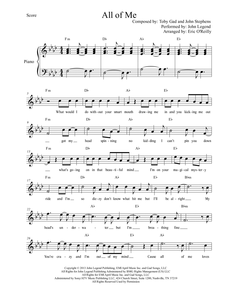 All Of Me Easy Piano scores gallery preview page 1