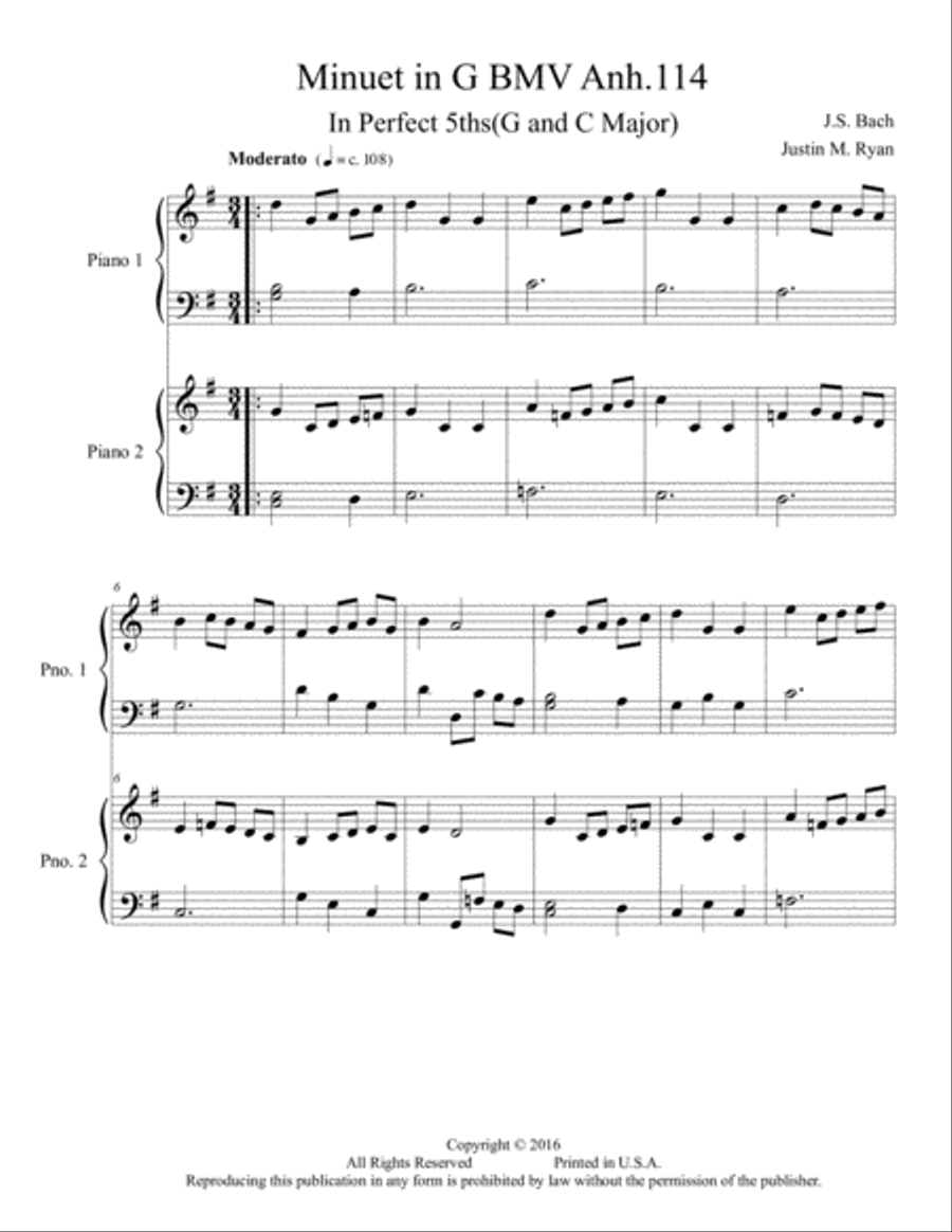 Minuet in G Minuet in G Piano scores gallery preview page 1