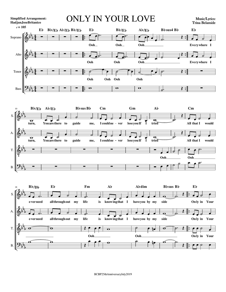 Only In Your Love Only In Your Love 4-Part scores gallery preview page 1