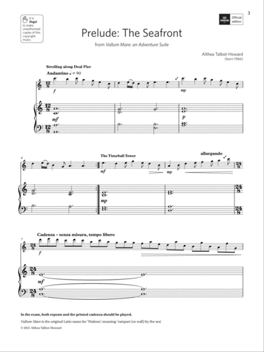 Prelude: The Seafront (Grade 5 List B10 from the ABRSM Treble Recorder syllabus from 2022) Alto Recorder scores gallery preview page 3