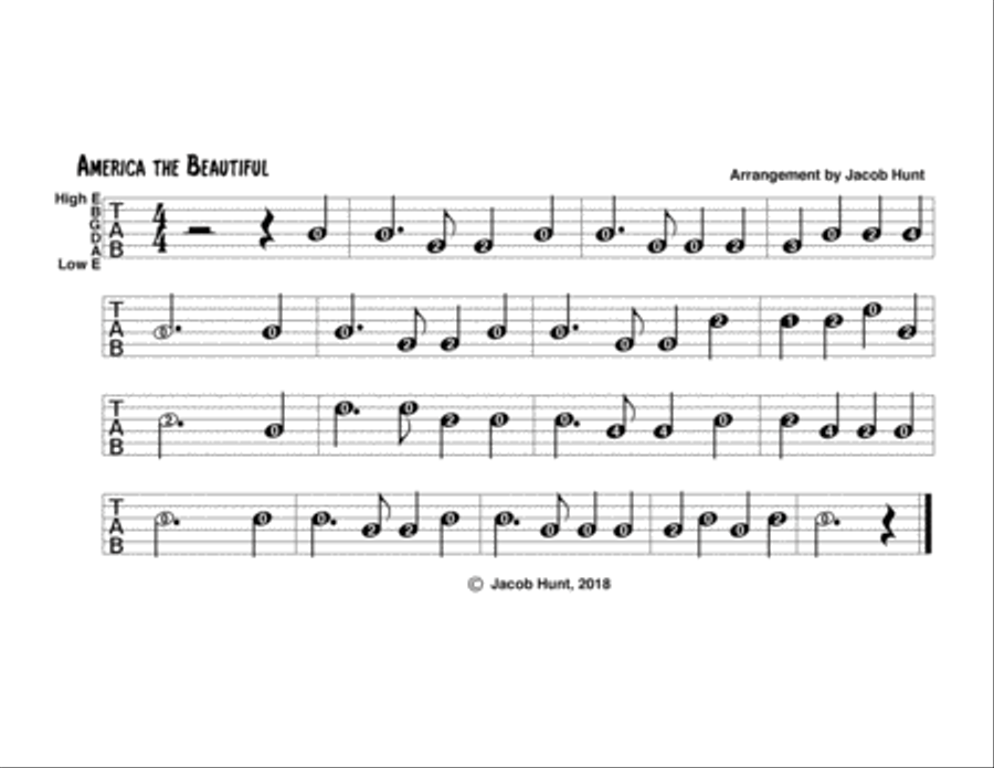 America the Beautiful Acoustic Guitar scores gallery preview page 1