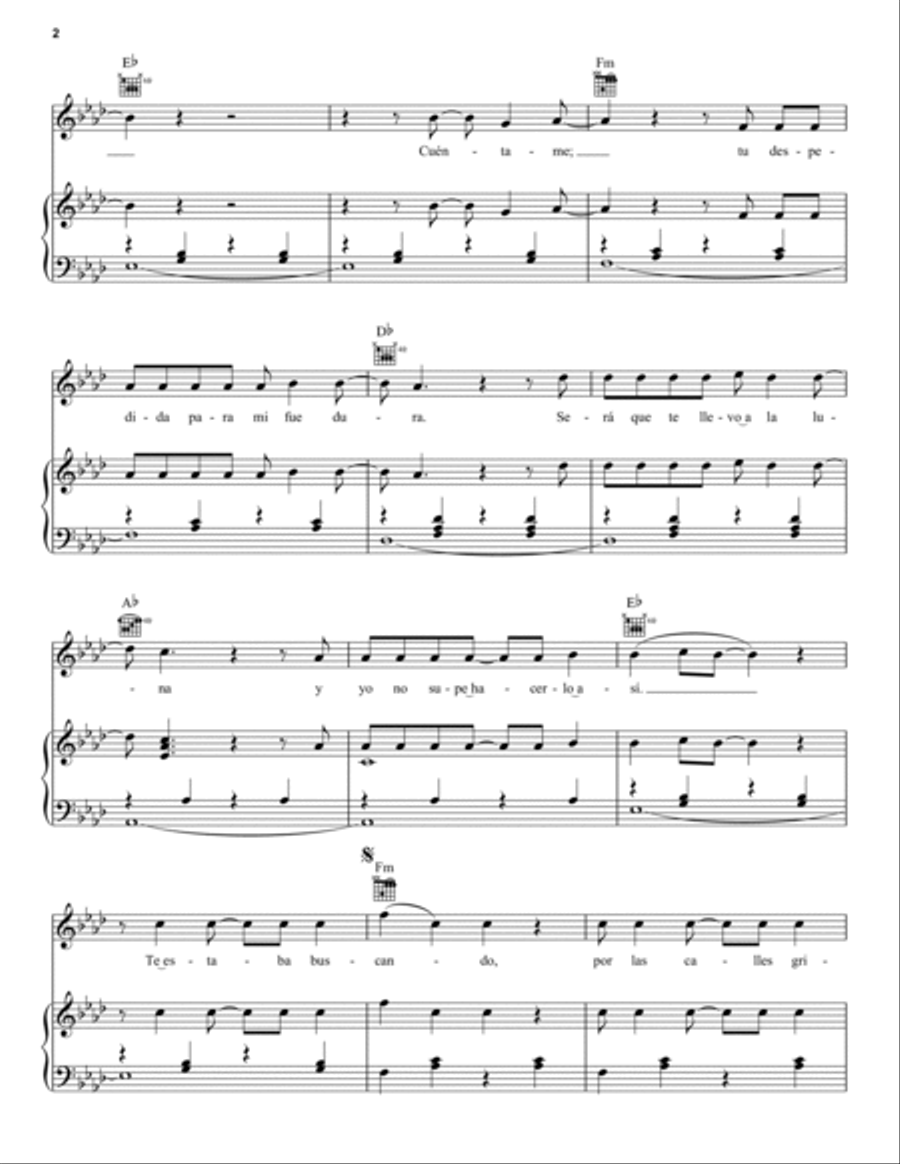 El Perdon (Feat. Inrique Ignlesias) Piano, Vocal, Guitar scores gallery preview page 2