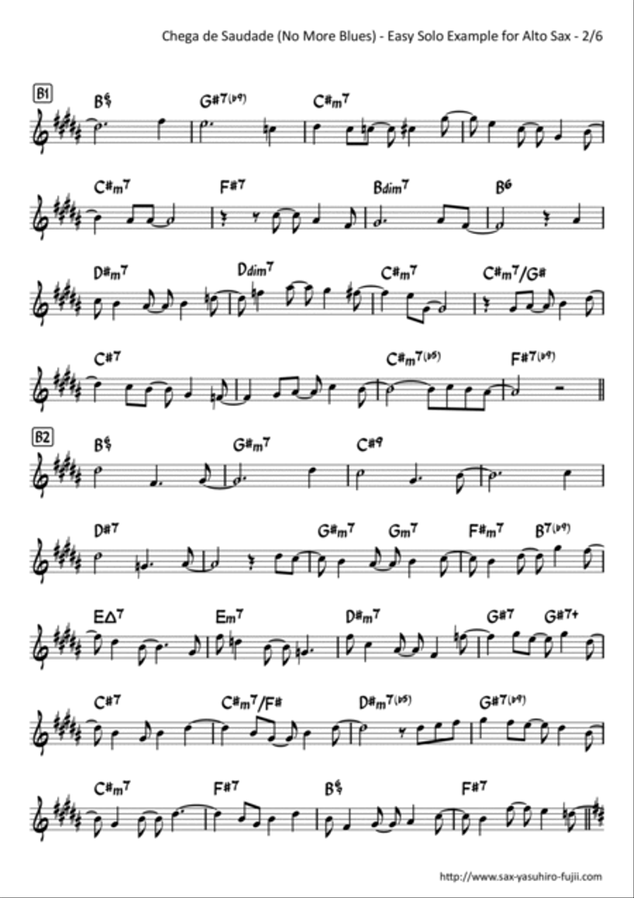 Chega De Saudade (no More Blues) Alto Saxophone scores gallery preview page 2
