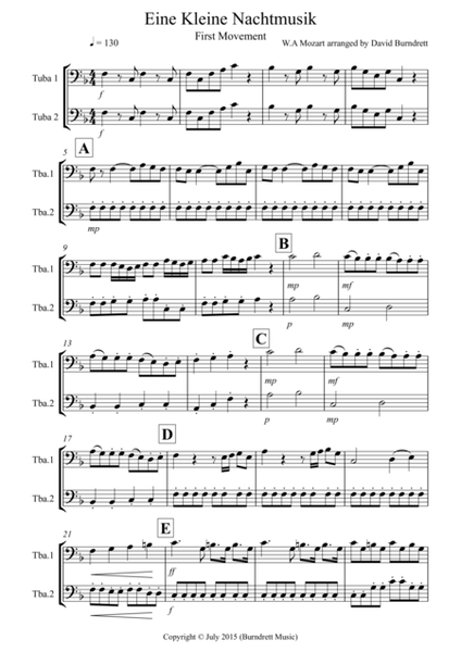 Eine Kleine Nachtmusik (1st movement) for Tuba Duet image number null