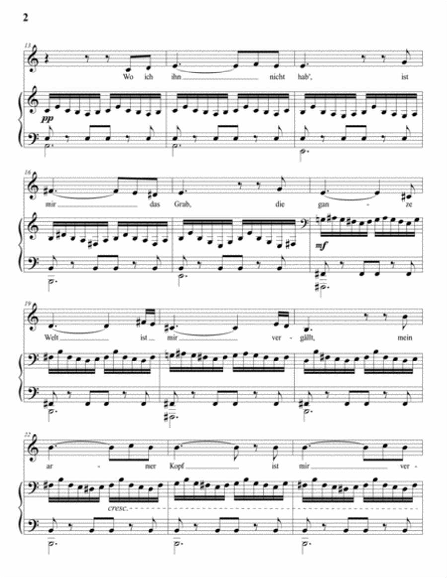 SCHUBERT: Gretchen am Spinnrade, D. 118 (transposed to B-flat minor) Voice scores gallery preview page 3