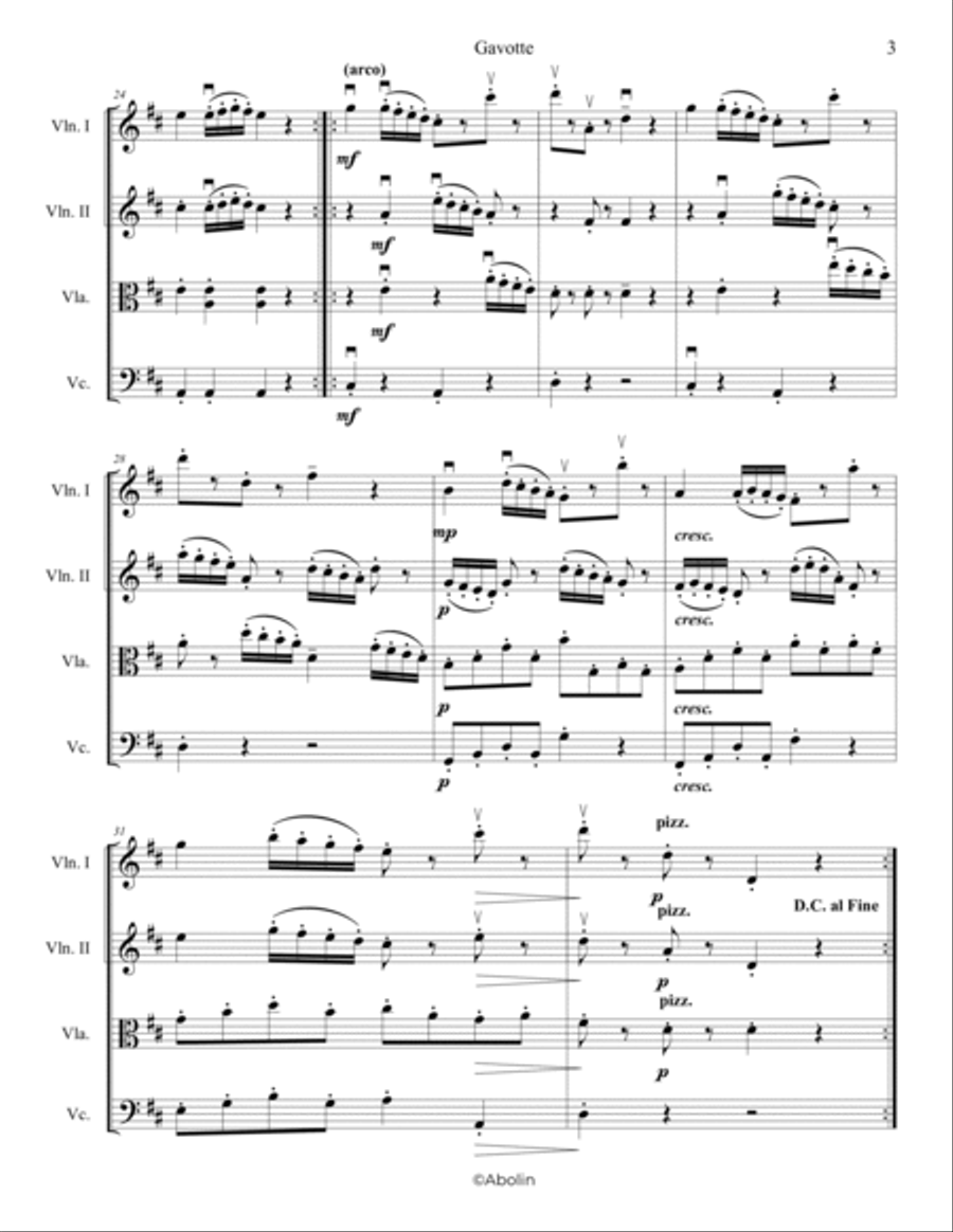 Gossec: Gavotte - String Quartet String Quartet scores gallery preview page 4