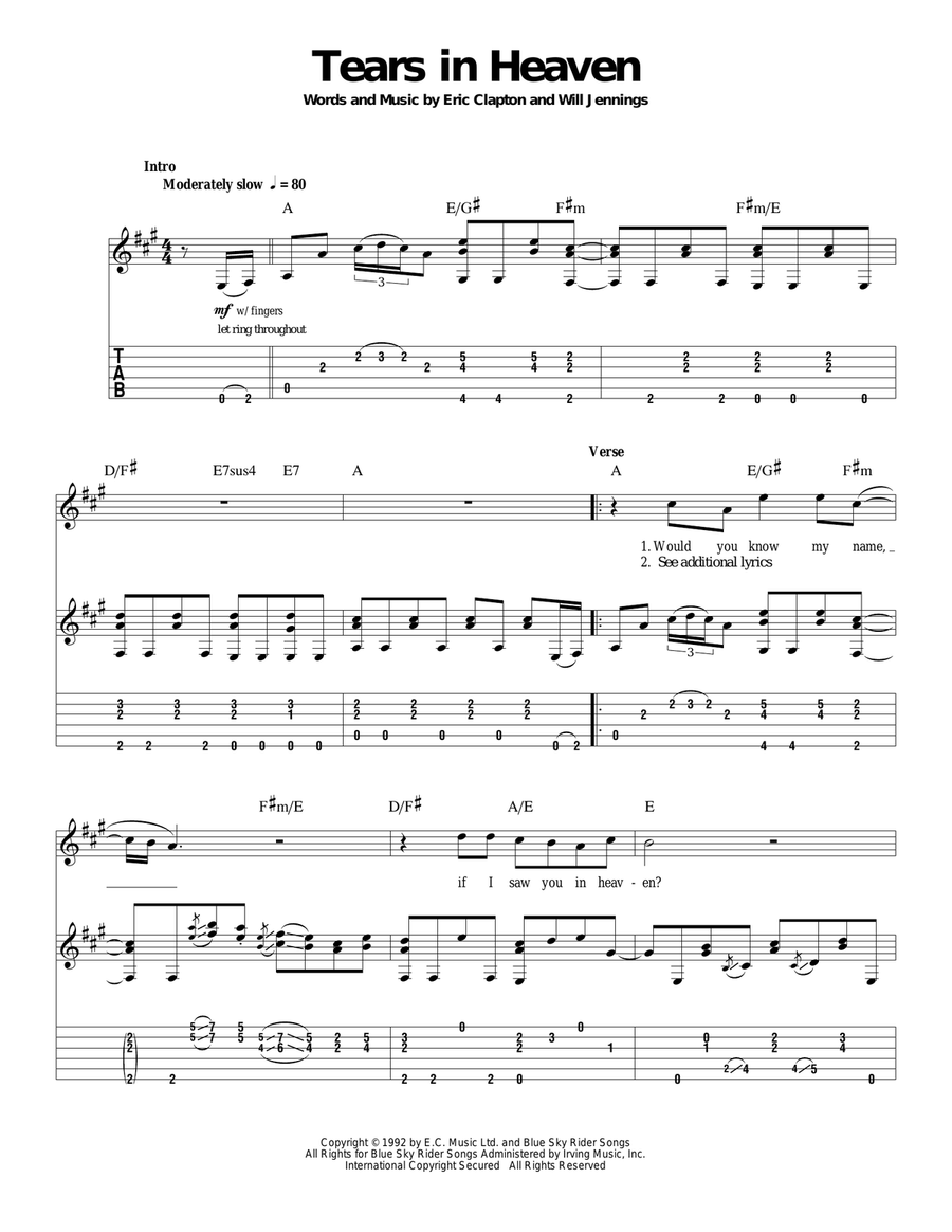 Tears In Heaven Acoustic Guitar scores gallery preview page 1