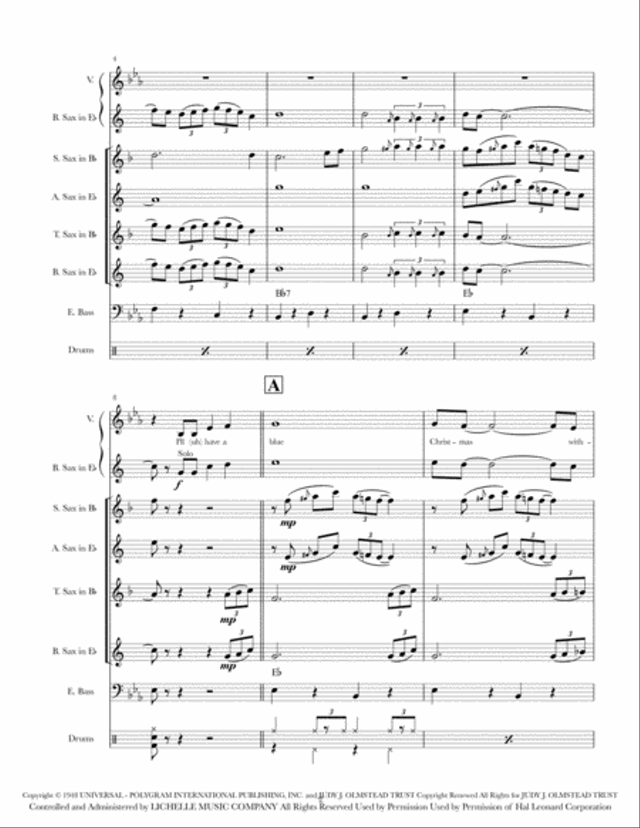 Blue Christmas Blue Christmas Saxophone Quartet scores gallery preview page 2