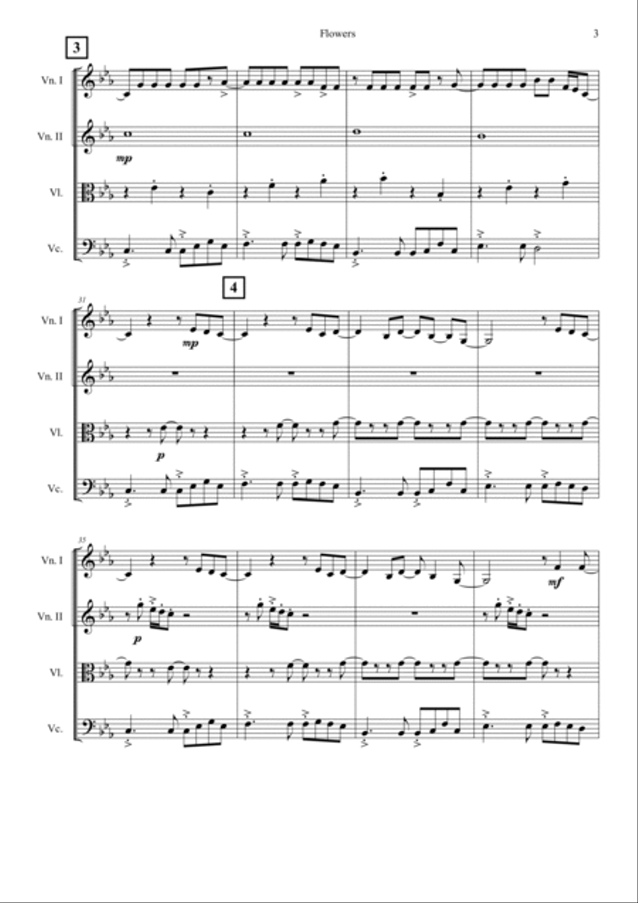 Flowers String Quartet scores gallery preview page 3