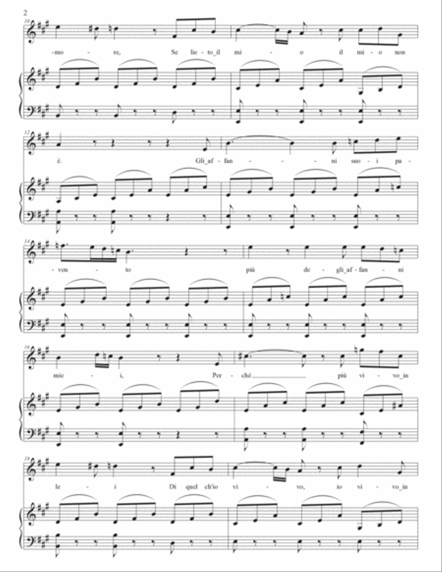 BELLINI: Ma rendi pur contento (transposed to 8 keys: A, A-flat, G, F-sharp, F, E, E-flat, D major) Voice scores gallery preview page 3