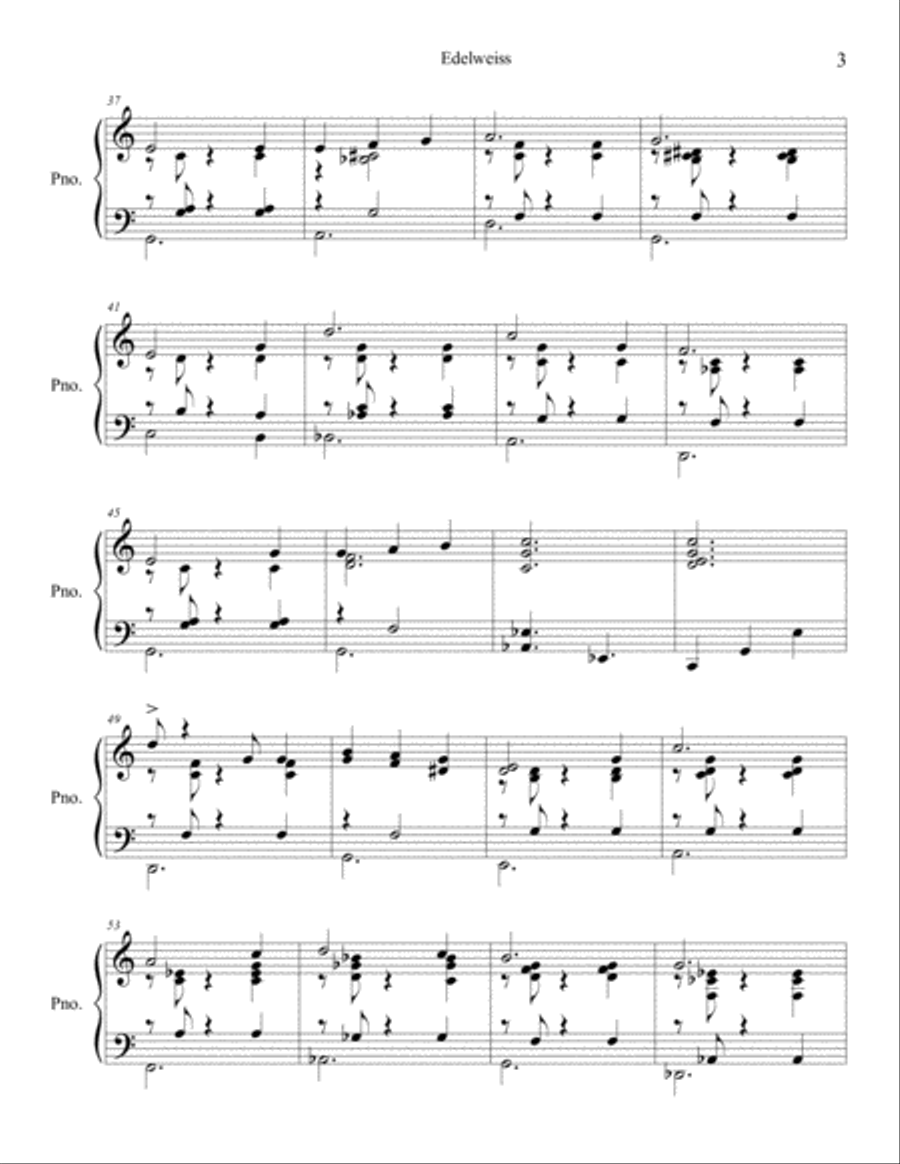 Edelweiss Edelweiss Piano Solo scores gallery preview page 3