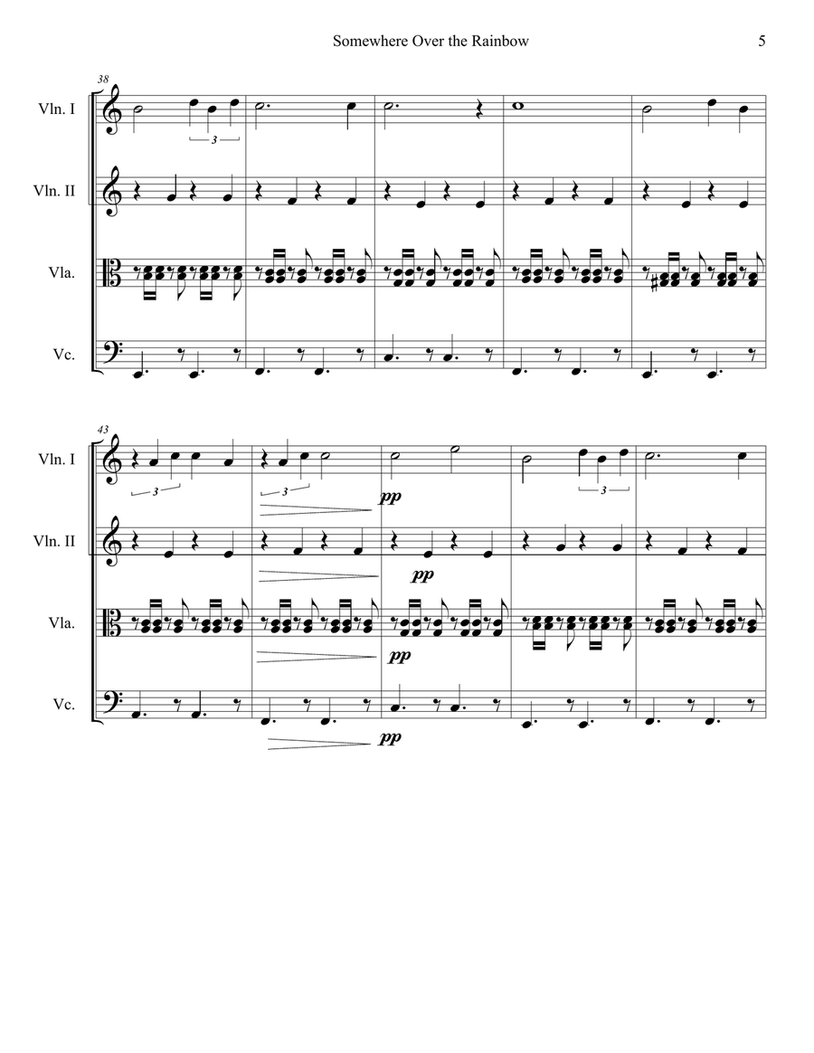 Over The Rainbow (from The Wizard Of Oz) String Quartet scores gallery preview page 5
