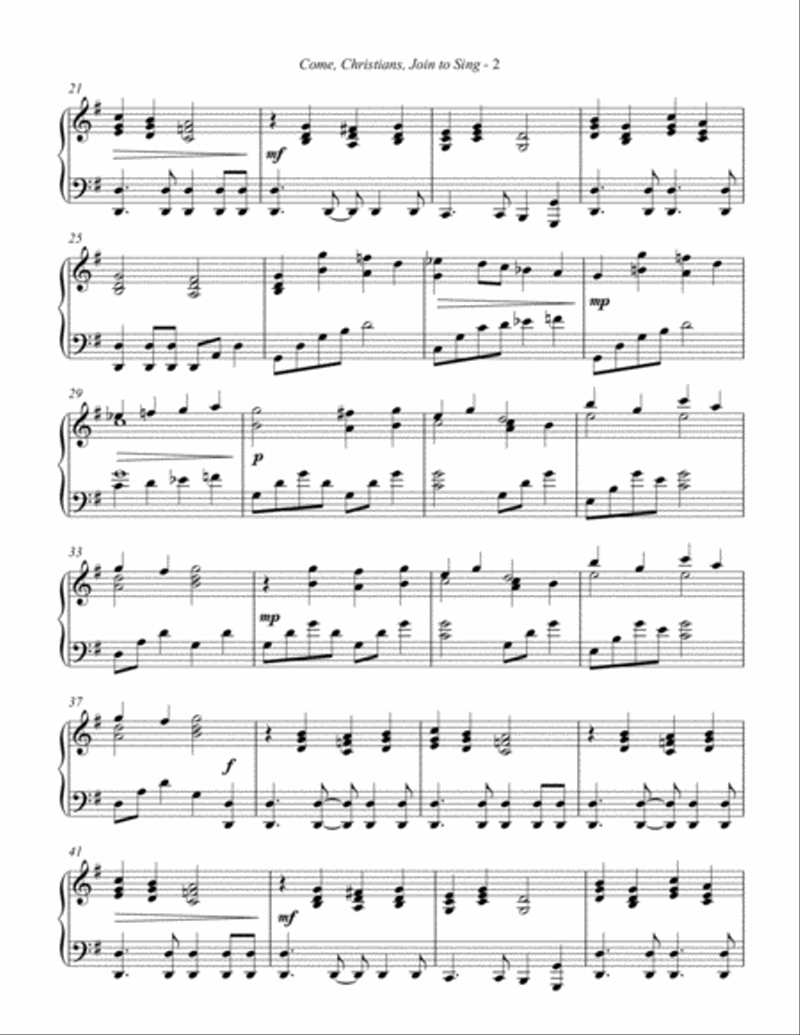 Come, Christians, Join to Sing (solo piano) Piano Solo scores gallery preview page 3