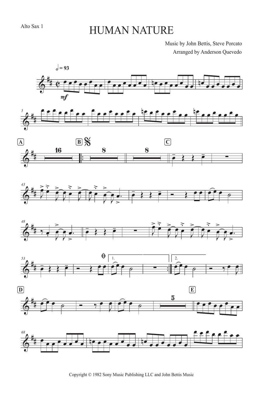 Human Nature Alto Saxophone scores gallery preview page 1