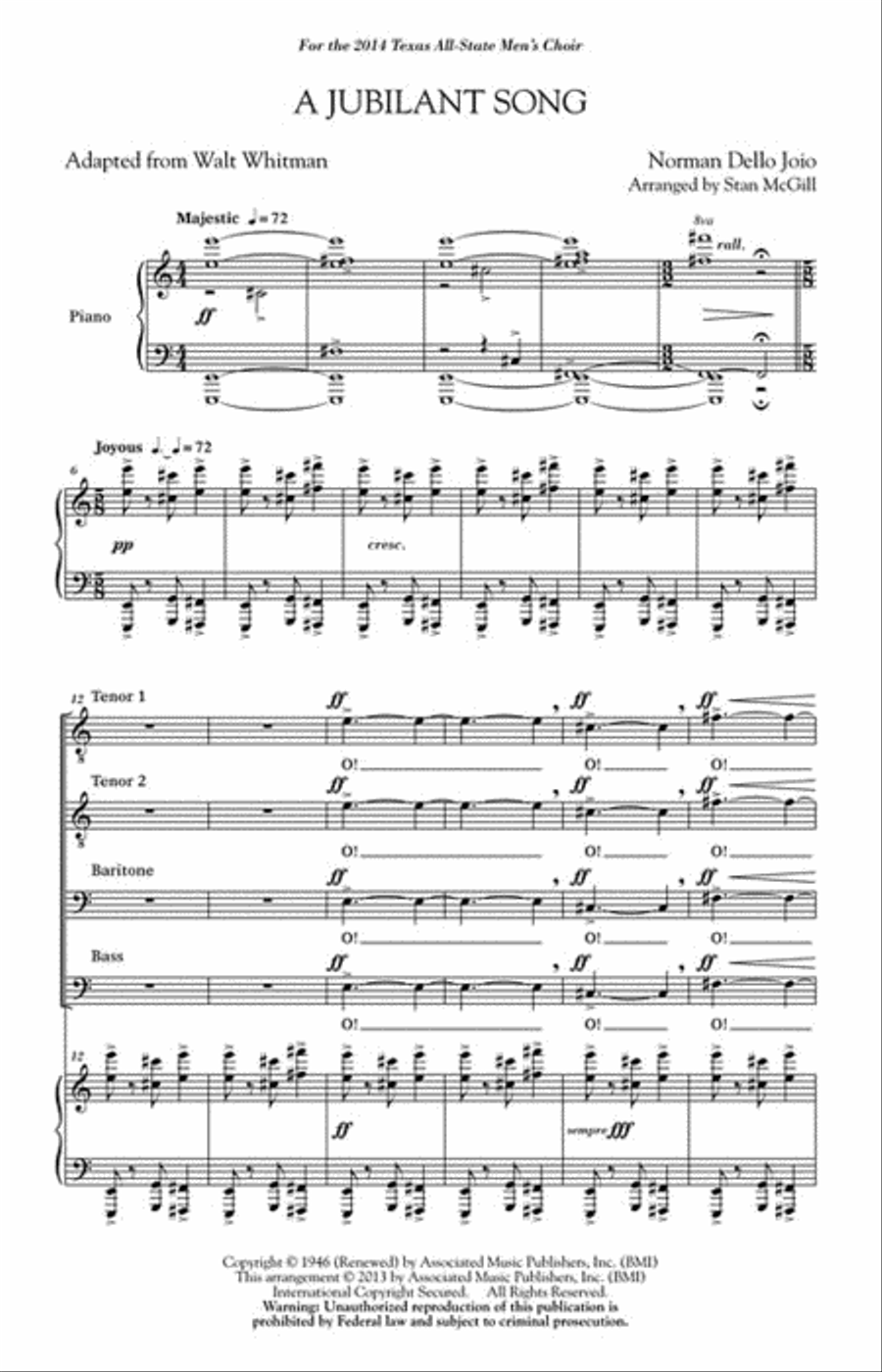 A Jubilant Song TTBB scores gallery preview page 2