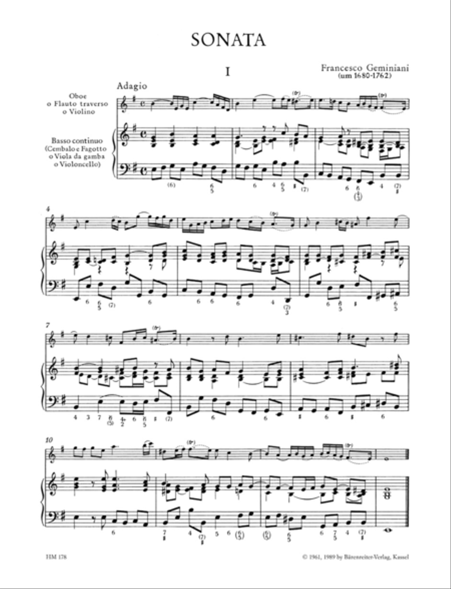 Sonate for Oboe (Flute, Violin) and Basso continuo e minor Flute scores gallery preview page 2
