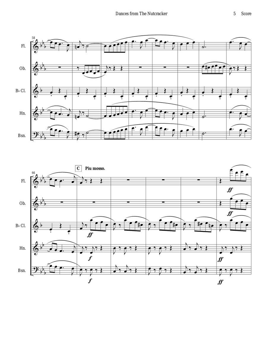 Six Dances from The Nutcracker by Tchaikowsky for Woodwind Quintet image number null