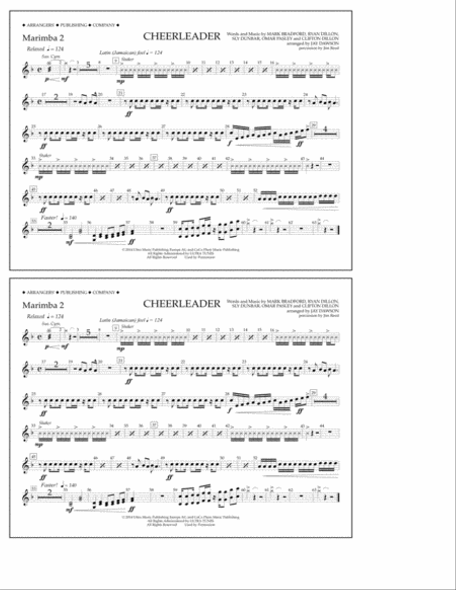 Cheerleader - Marimba 2 A Cappella scores gallery preview page 1