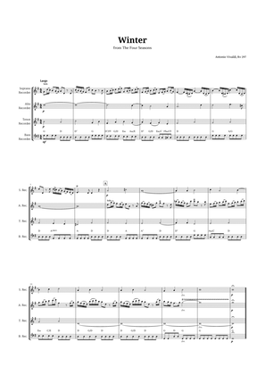 Largo from Winter by Vivaldi for Recorder Quartet with Chords