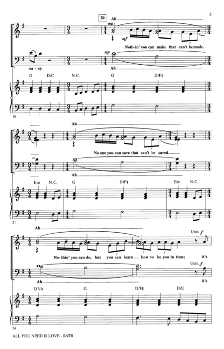 All You Need Is Love (arr. Alan Billingsley) 4-Part scores gallery preview page 3