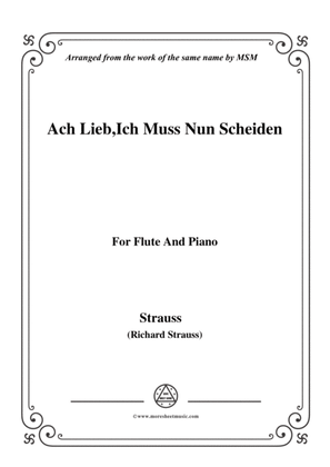 Book cover for Richard Strauss-Ach Lieb,Ich Muss Nun Scheiden, for Flute and Piano