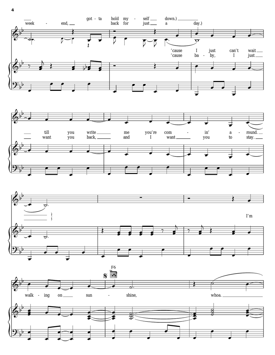 Walking On Sunshine Walking On Sunshine Piano, Vocal, Guitar scores gallery preview page 4