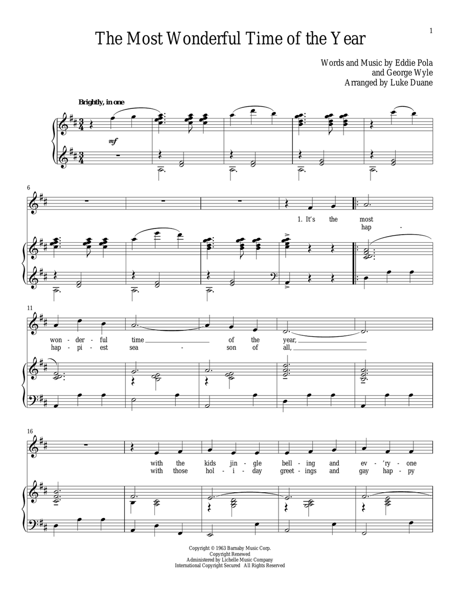 The Most Wonderful Time Of The Year High Voice scores gallery preview page 1