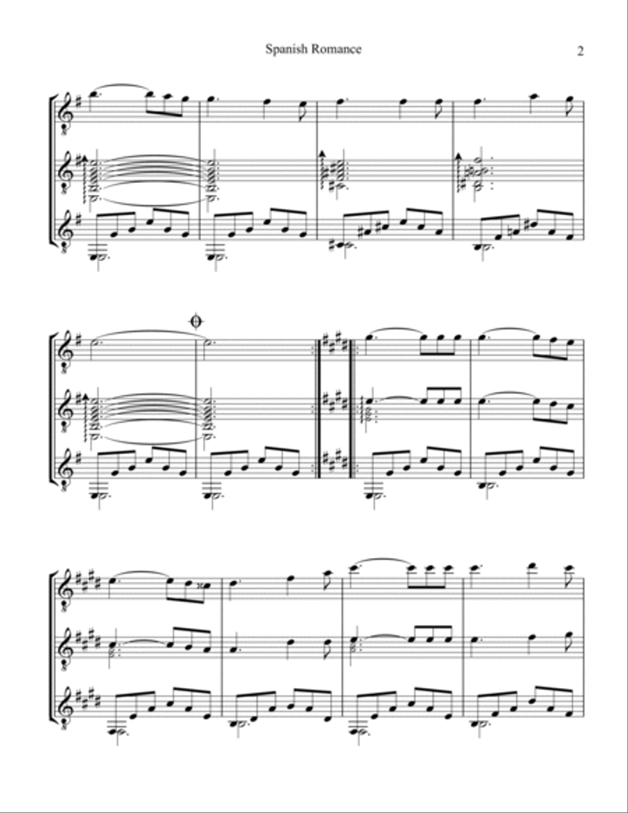 Spanish Romance, Romanza for guitar trio Guitar Ensemble scores gallery preview page 2