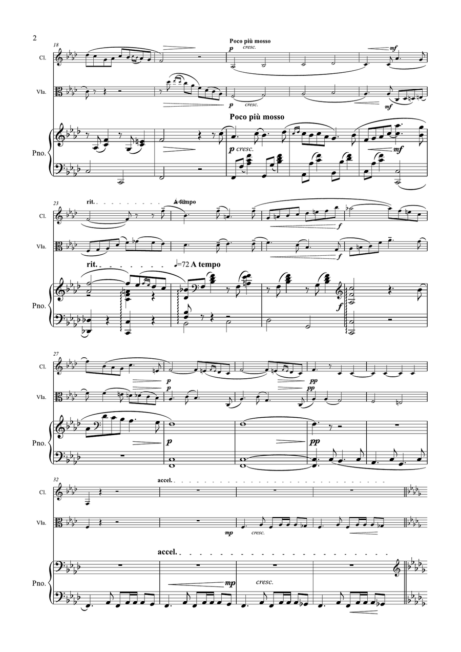 Tchaikovsky - Romance Op.5 - Clarinet Viola & Piano Small Ensemble scores gallery preview page 2