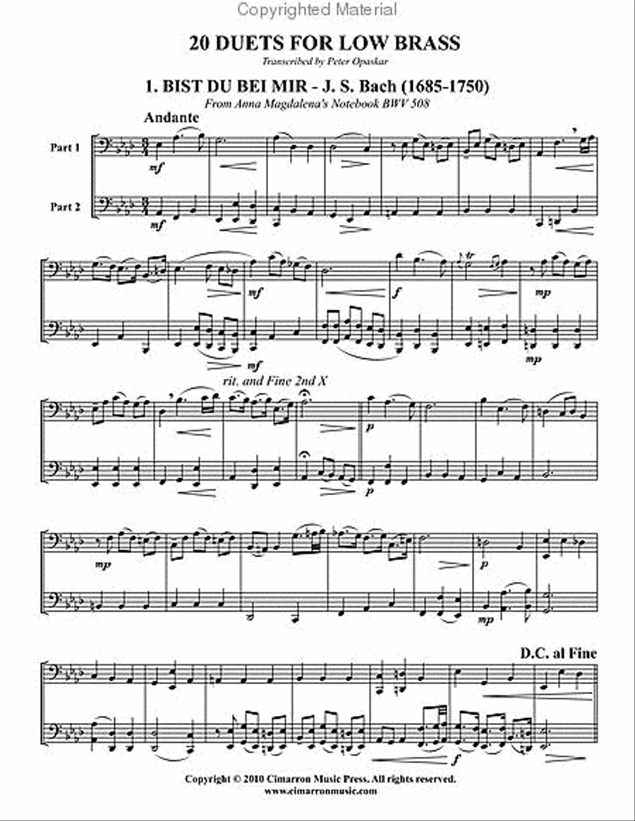 20 Duets for Low Brass Brass Duet scores gallery preview page 2