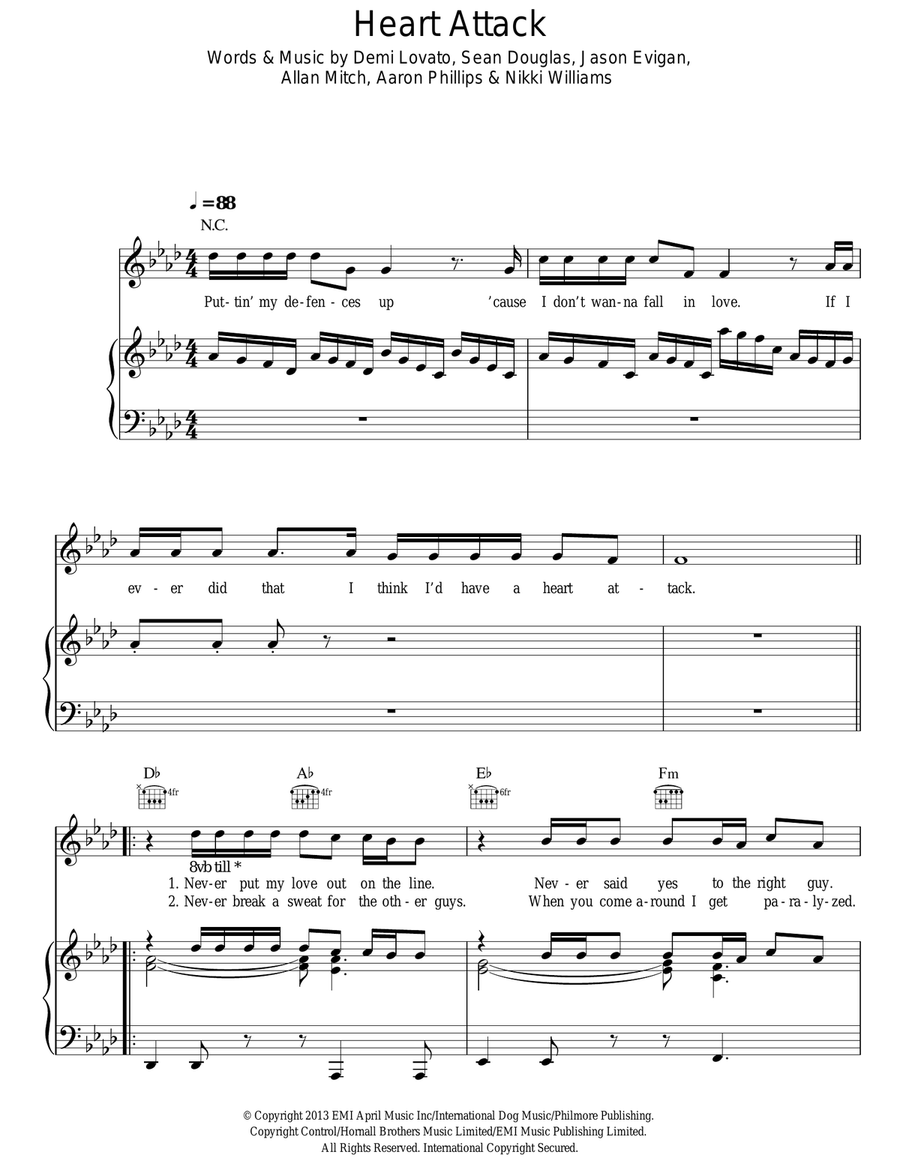 Heart Attack Acoustic Guitar scores gallery preview page 1