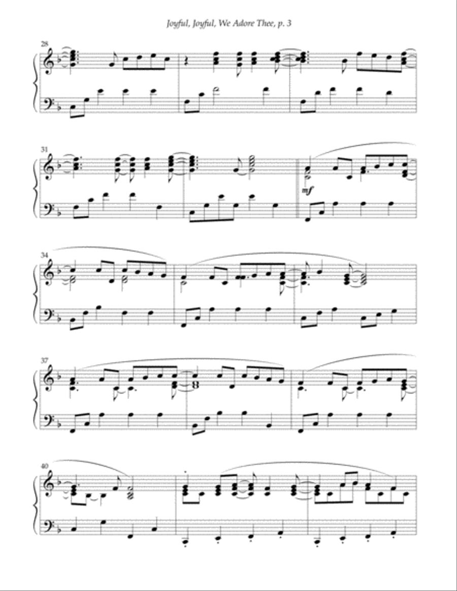 Joyful, Joyful We Adore Thee Piano Solo scores gallery preview page 4