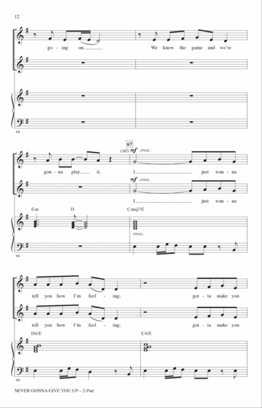 Never Gonna Give You Up (arr. Roger Emerson) 2-Part scores gallery preview page 11