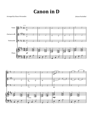 Canon by Pachelbel - Violin, Clarinet, and Cello Trio with Piano