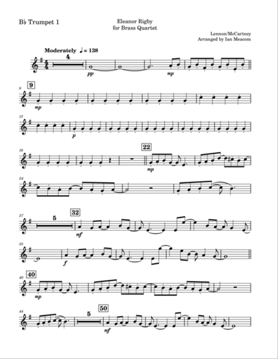 Eleanor Rigby Brass Quartet scores gallery preview page 6
