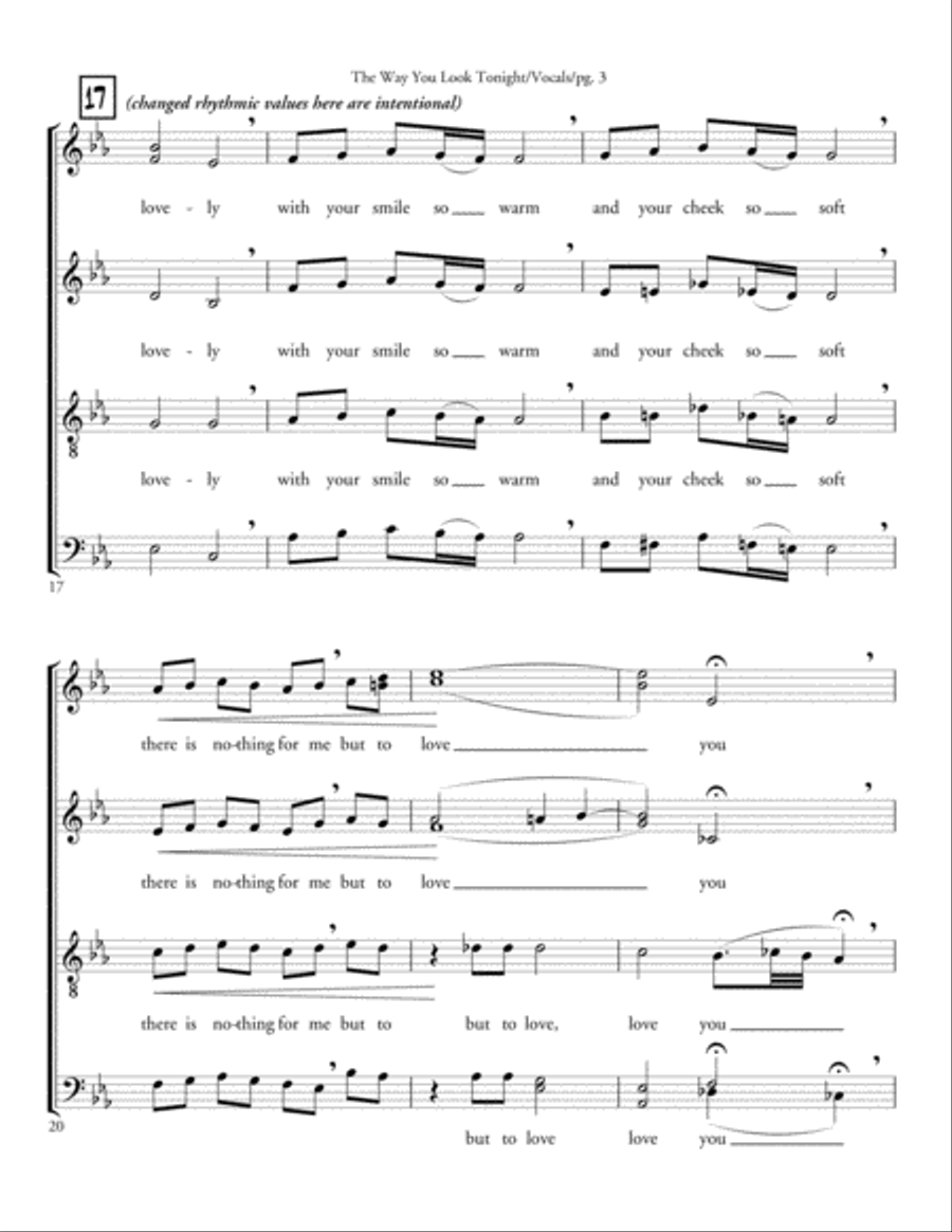 The Way You Look Tonight 4-Part scores gallery preview page 3