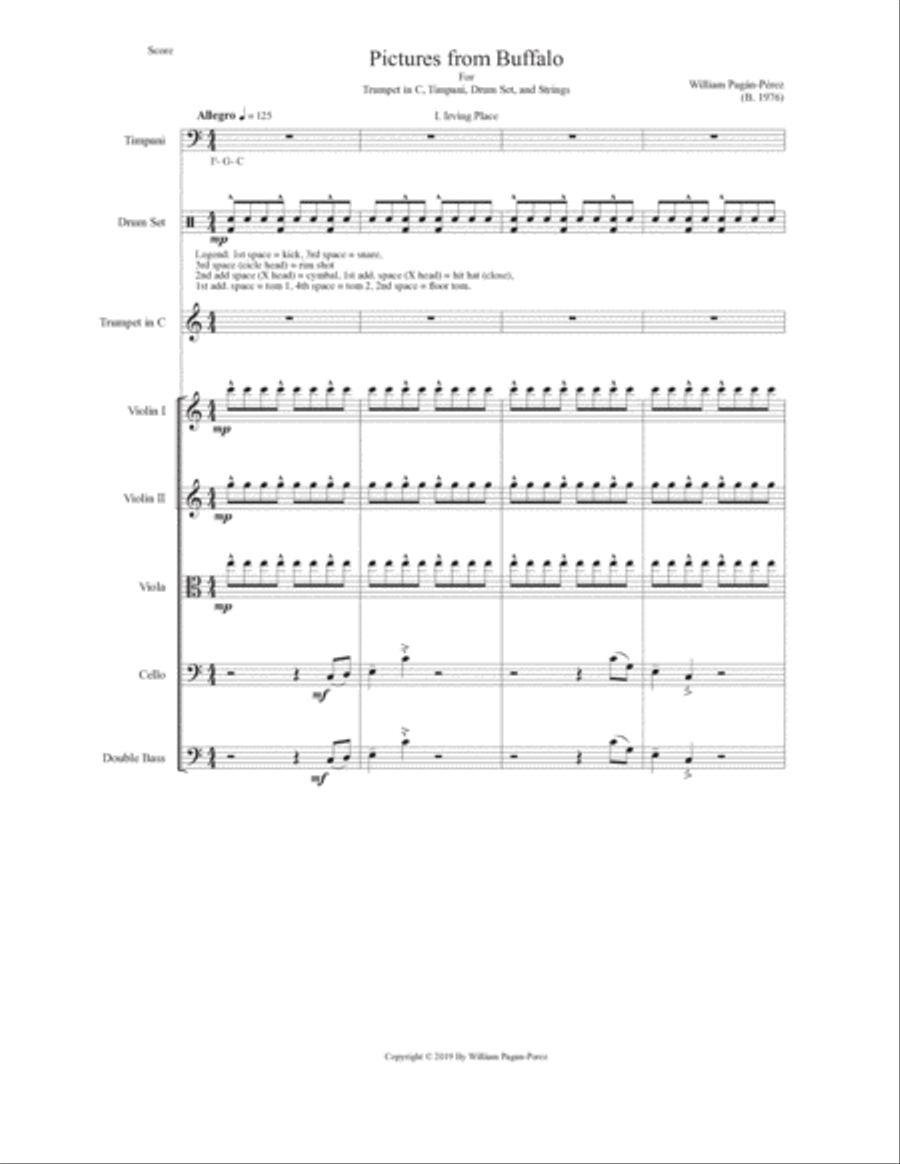 Pictures from Buffalo for Trumpet in C, Timpani, Drum Set, and Strings String Orchestra scores gallery preview page 2
