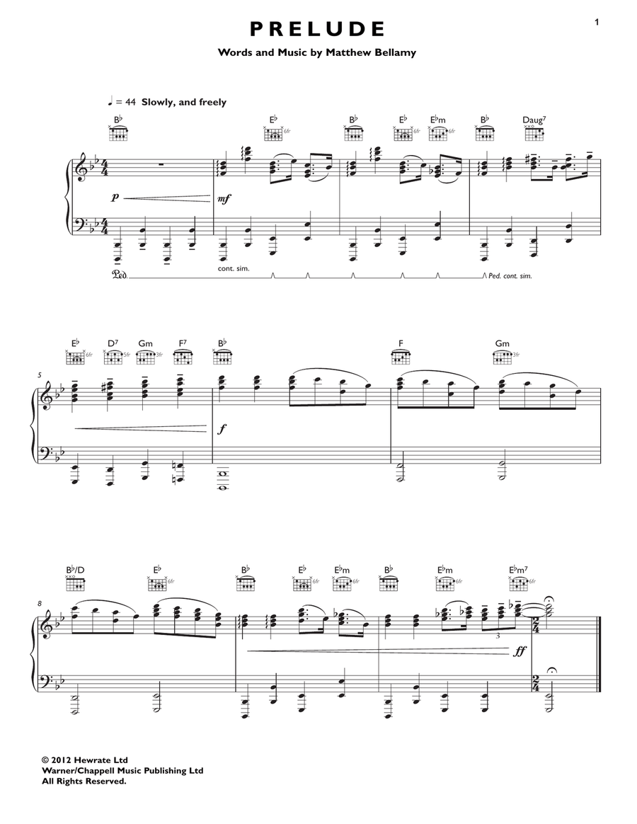 Prelude Piano, Vocal, Guitar scores gallery preview page 1