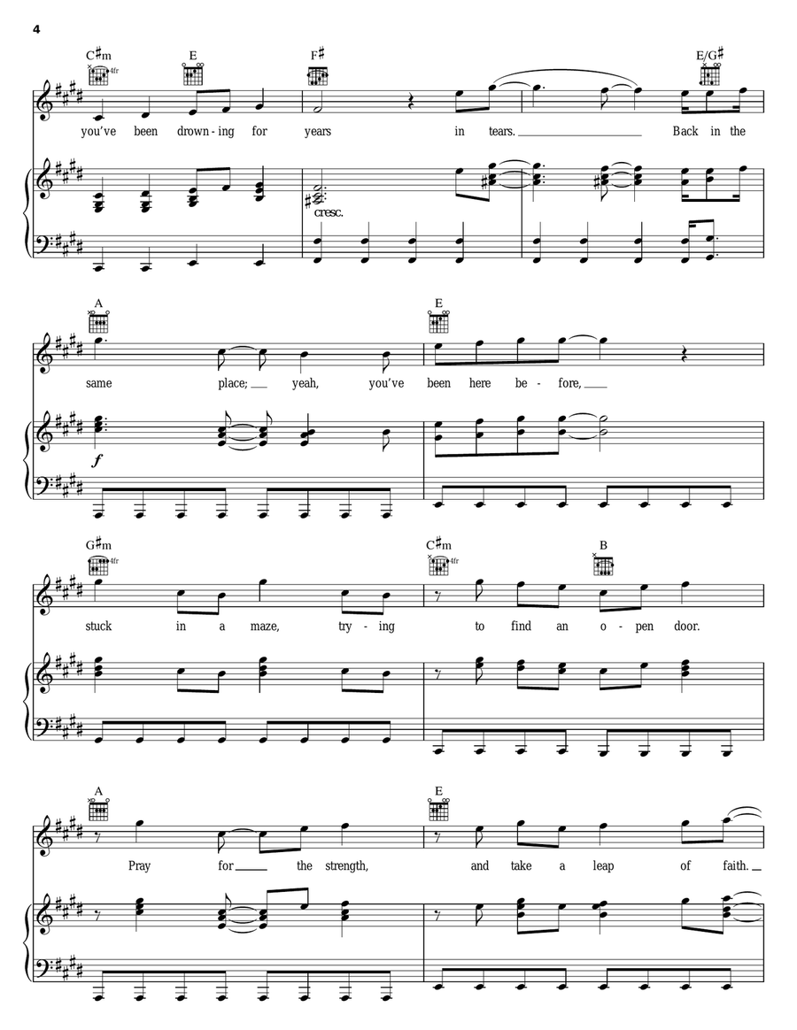 Leap Of Faith Piano, Vocal, Guitar scores gallery preview page 4